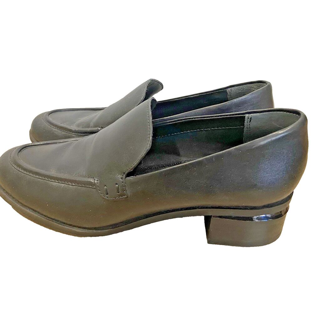 Franco Sarto Bocca Black Loafers Leather Flex Shoes Sz 7.5M Excellent Preppy